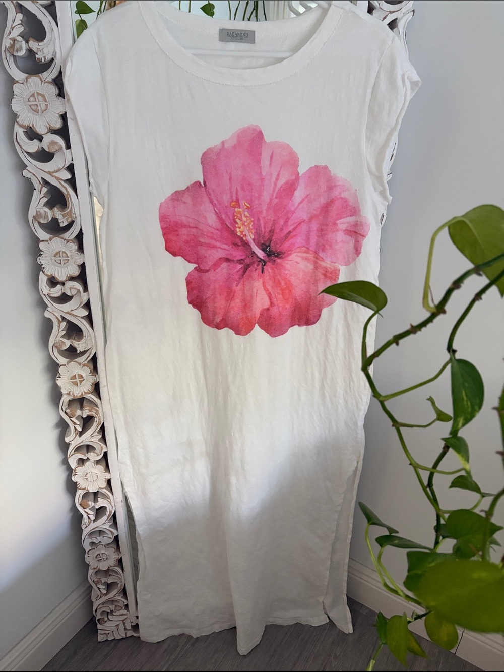 Free People Ragabond hibiscus maxi tee dress